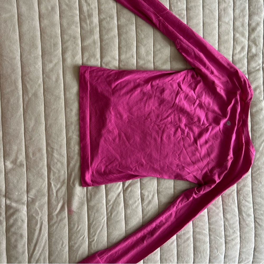 Lululemon Athletica Pink Fitted Long Sleeve Blouse